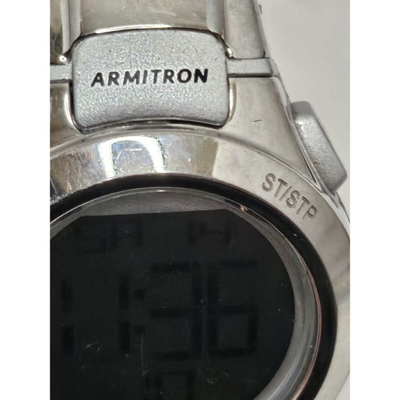 Armitron Pro Sport 45/7012 Digital Watch Silver Tone Silver Silicone Day Date - Picture 11 of 11